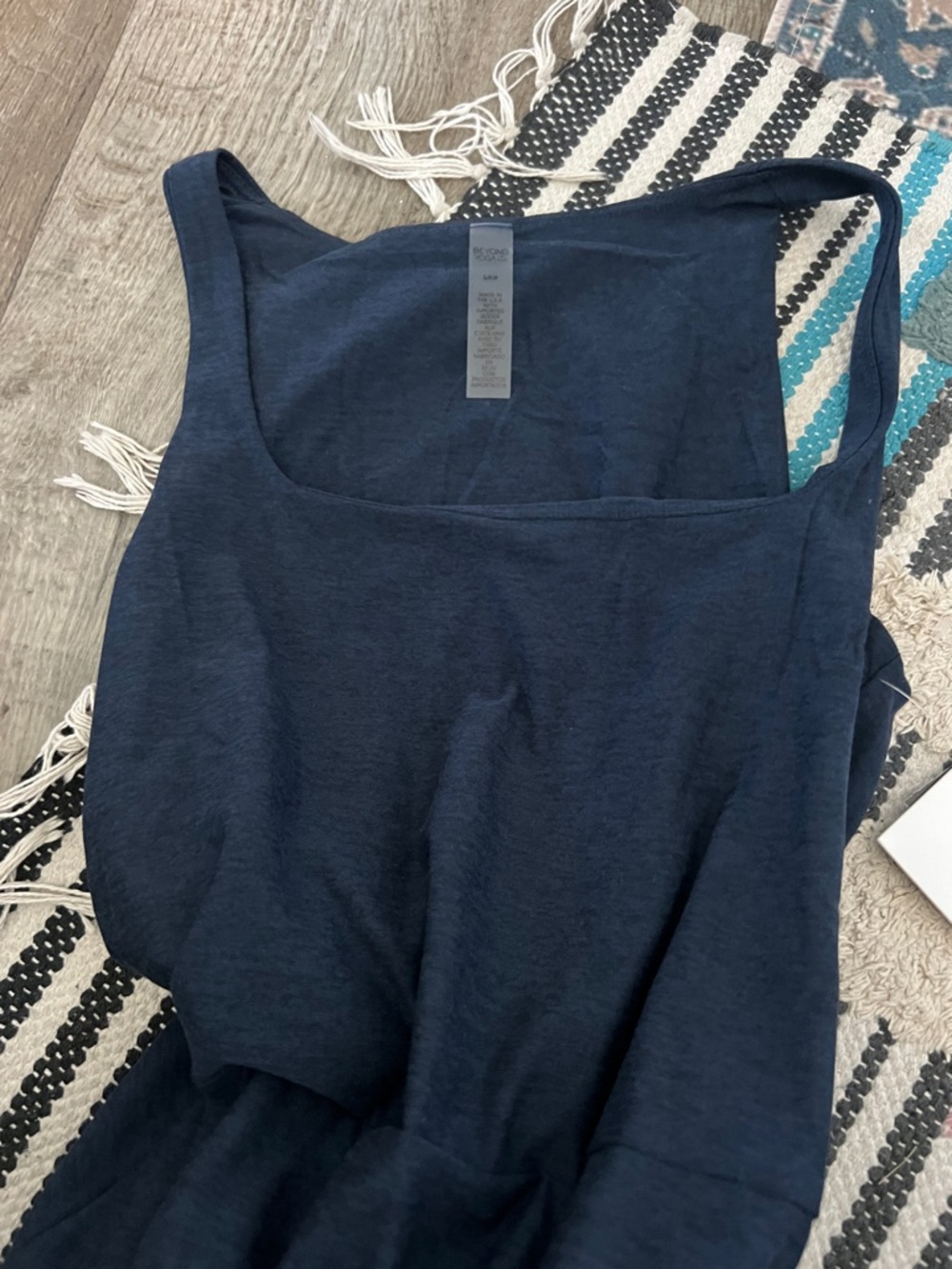 Nwt Beyond Yoga Tank Dress Womens Small Blue Square Neck Midi Athleisure Summer - Picture 12 of 14